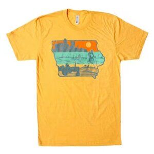 Iowa Print Vibrant Yellow Graphic Tee by Bozz Prints Size L